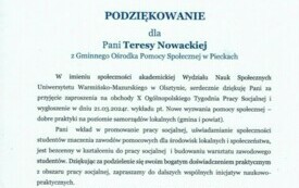 Podziękowania - Wydział Nauk Społecznych Uniwersytetu Warmińsko - Mazurskiego w Olsztynie