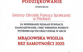Podziękowanie Mrągowska Wigilia