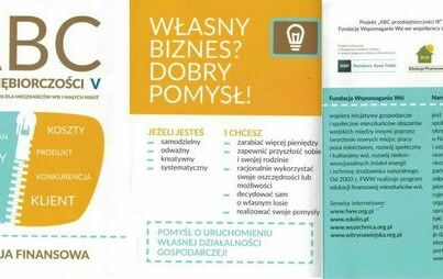 Zdjęcie do Zgłoś się do udziału w kursie ,,ABC przedsiębiorczości. Edukacja finansowa dla mieszkańc&oacute;w wsi i małych miast&rsquo;&rsquo;