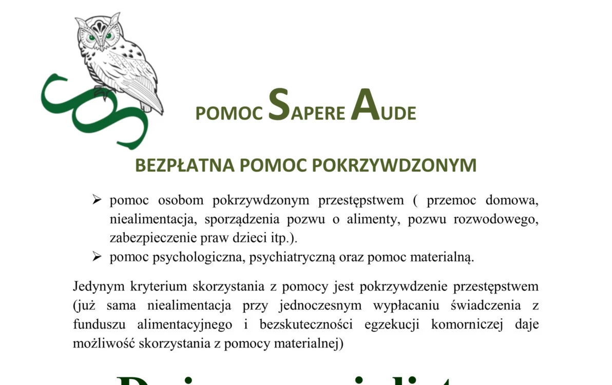 Zdjęcie do Bezpłatna Pomoc Pokrzywdzonym - Aktualny Dyżur Specjalisty